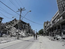 Buildings destroyed by airstrikes in the Gaza Strip